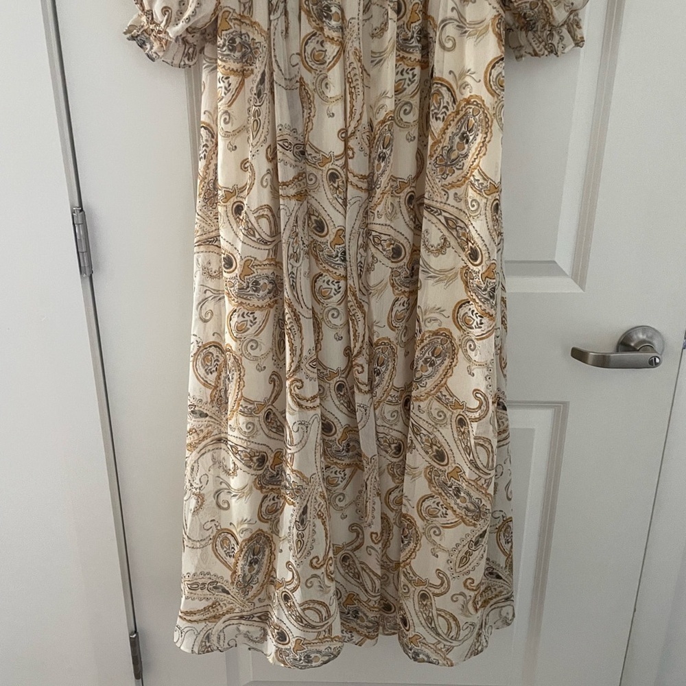 Bittersweet Boutique Stevie Maxi Peasant Paisley Puff Sleeve Dress Mustard - Picture 8 of 9